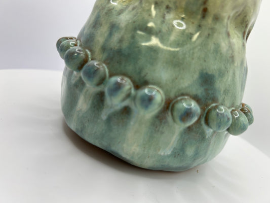 Large Handmade Stoneware Soap Dispenser – Light Blue/Green